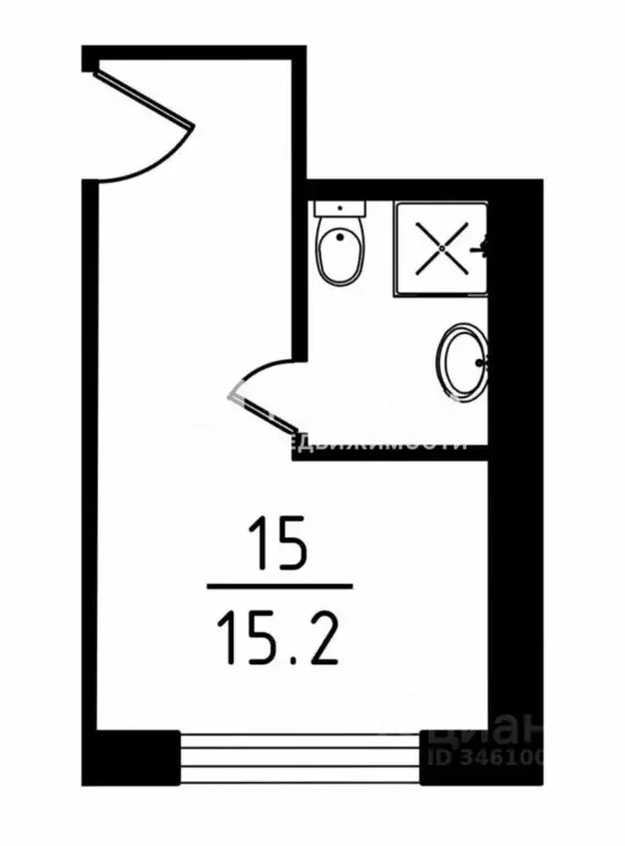 Студия Москва Боровский проезд, 24 (15.2 м) - Фото 2