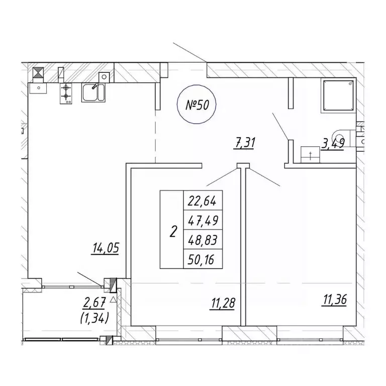2-к кв. Калининградская область, Зеленоградск  (50.16 м) - Фото 0