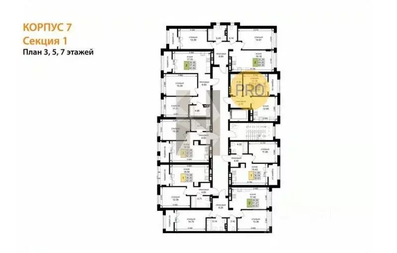 2-к кв. Калининградская область, Гурьевск Включи жилой комплекс (68.38 ... - Фото 2