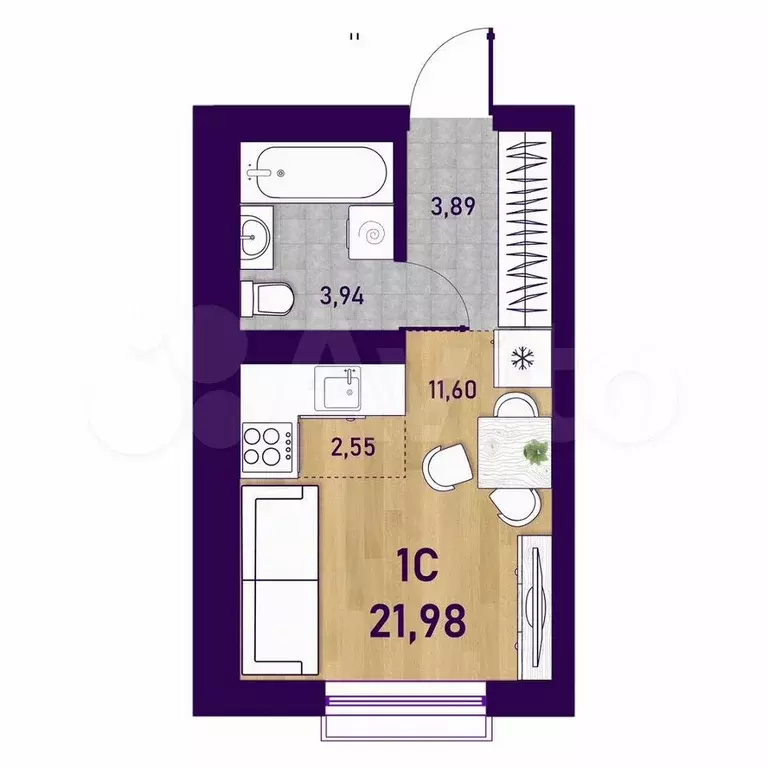 Квартира-студия, 22 м, 20/23 эт. - Фото 0