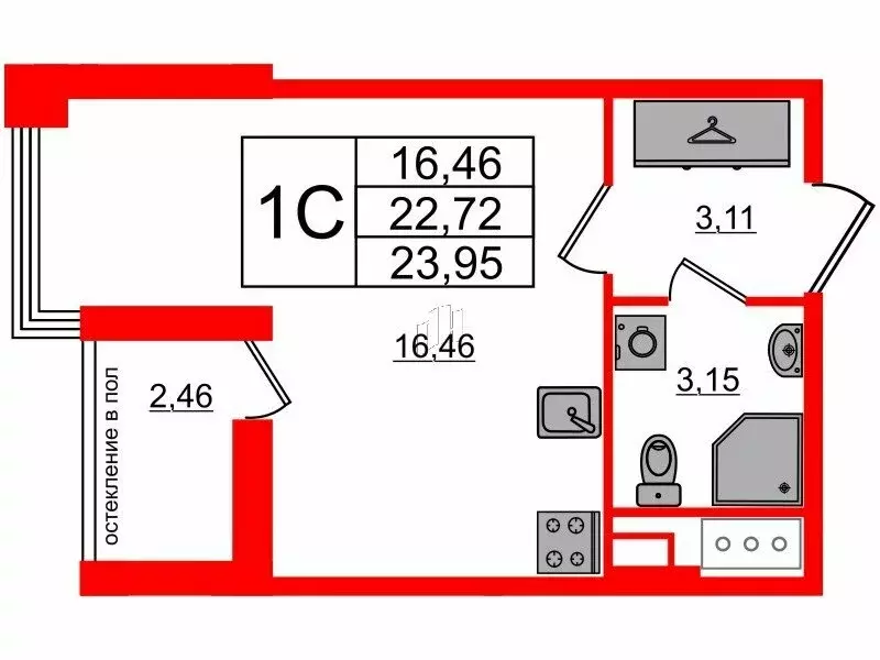 Квартира-студия: Санкт-Петербург, Кубинская улица, 78Е (22.72 м) - Фото 0