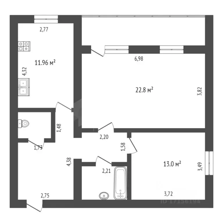 2-к кв. Тюменская область, Тюмень ул. Пермякова, 23/1 (70.5 м) - Фото 1