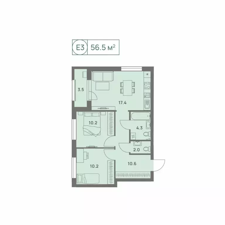 3-к кв. Пермский край, Пермь Трамвайная ул., 27 (56.5 м) - Фото 1