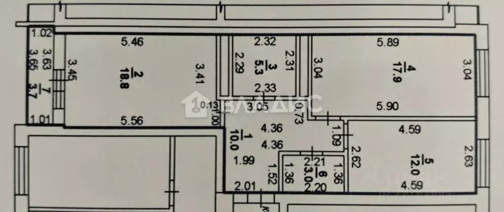3-к кв. Башкортостан, Уфа ул. Кирова, 130 (67.0 м) - Фото 2