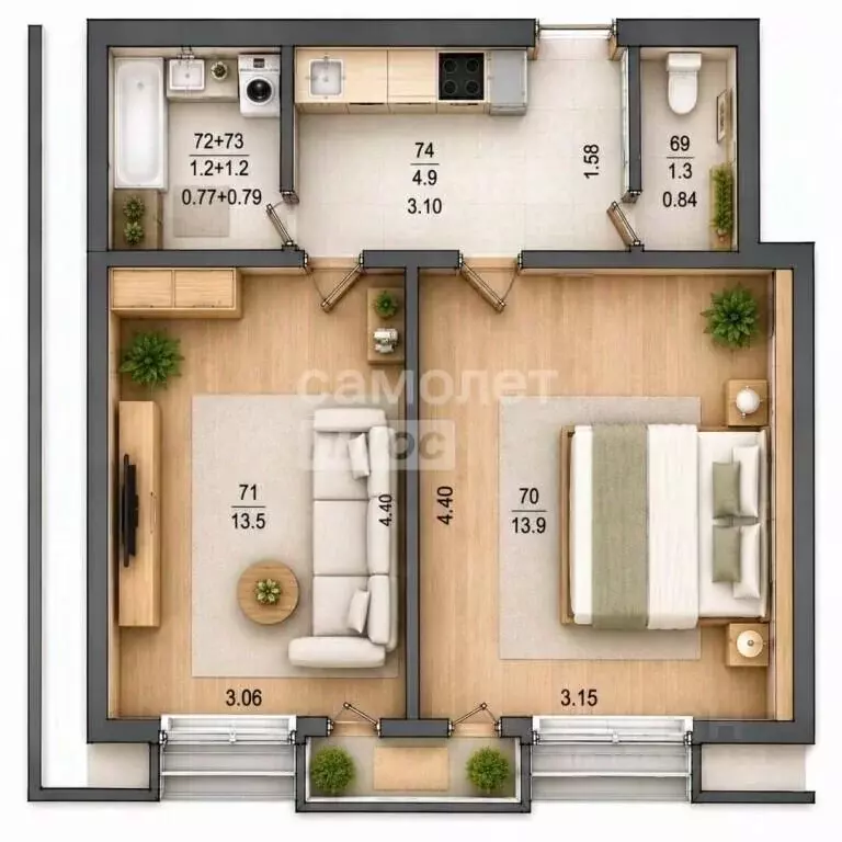 Комната Башкортостан, Уфа Петрозаводская ул., 10В (27.4 м) - Фото 2
