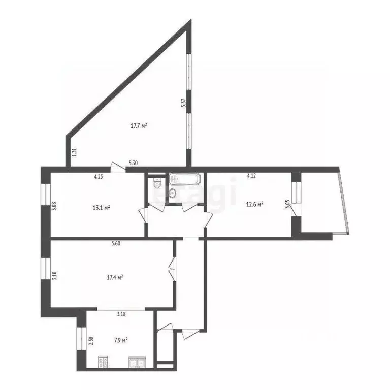3-к кв. Тюменская область, Тюмень ул. 50 лет Октября, 84 (83.6 м) - Фото 2