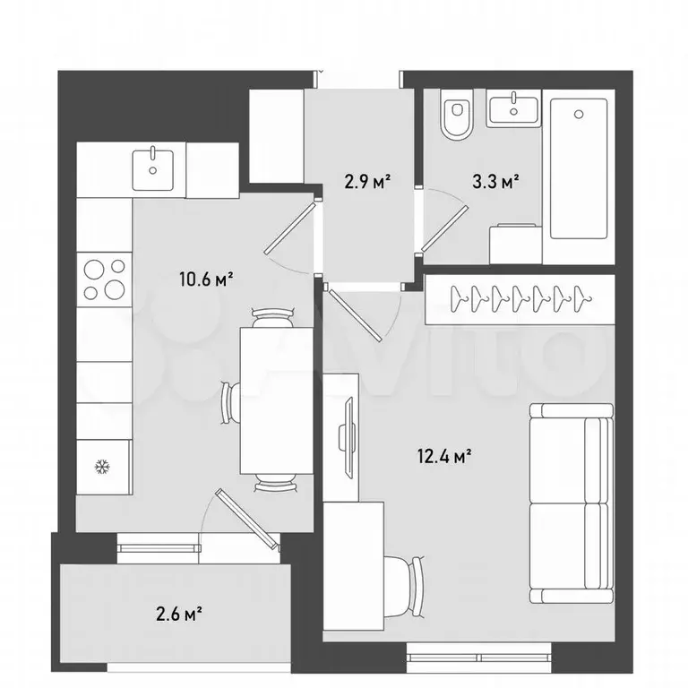 1-к. квартира, 31,9 м, 20/22 эт. - Фото 1