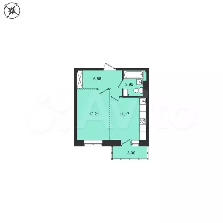 1-к. квартира, 36,9 м, 7/8 эт. - Фото 0