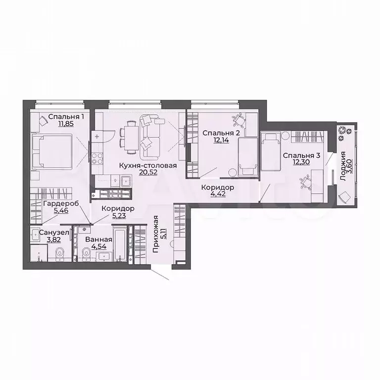 3-к. квартира, 89 м, 26/29 эт. - Фото 0