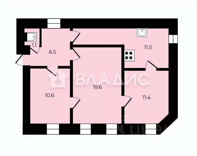 3-к кв. Санкт-Петербург Кронверкский просп., 61/28Б (62.7 м) - Фото 2