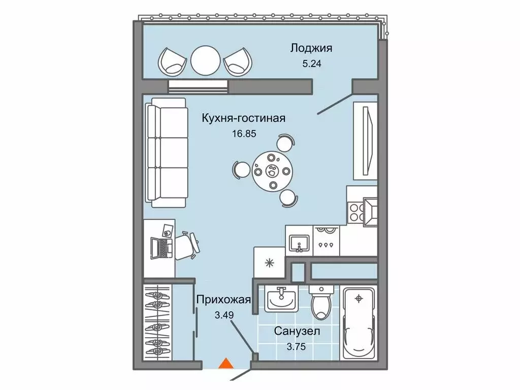 Квартира-студия: Ульяновск, улица Генерала Кашубы, 4 (27 м) - Фото 0