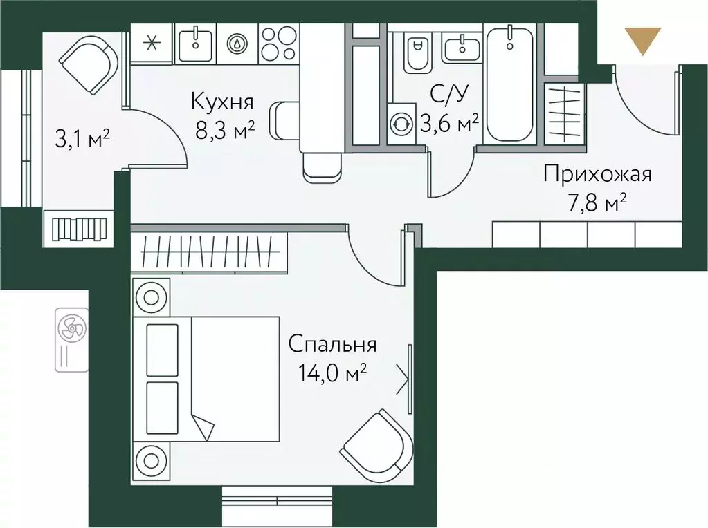 1-к кв. Волгоградская область, Волгоград Новосибирская ул., 74с1 (36.8 ... - Фото 0
