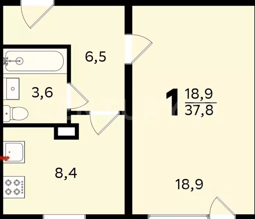 1-к кв. Москва Пятницкое ш., 13К1 (37.9 м) - Фото 2