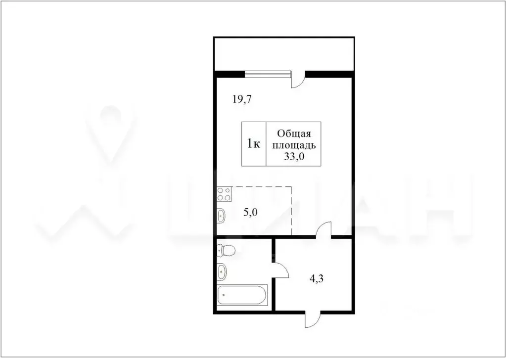 1-к кв. Красноярский край, Красноярск ул. Белинского, 3 (34.4 м) - Фото 1