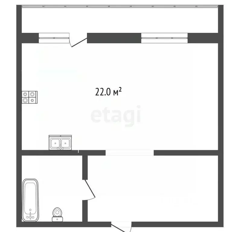 Студия Забайкальский край, Чита ул. Генерала Белика, 8 (36.7 м) - Фото 2
