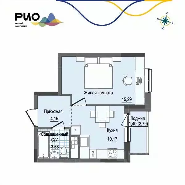 1-к кв. Удмуртия, Ижевск Воткинский жилрайон, Рио жилой комплекс, 2 ... - Фото 1