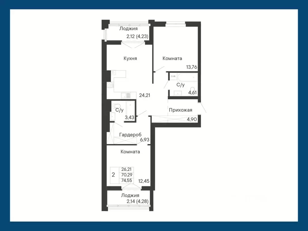 2-к кв. Ростовская область, Ростов-на-Дону Ривьера жилой квартал,  ... - Фото 1