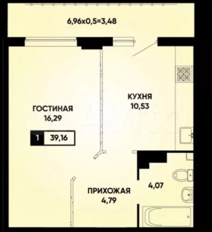 1-к. квартира, 42 м, 14/24 эт. - Фото 0