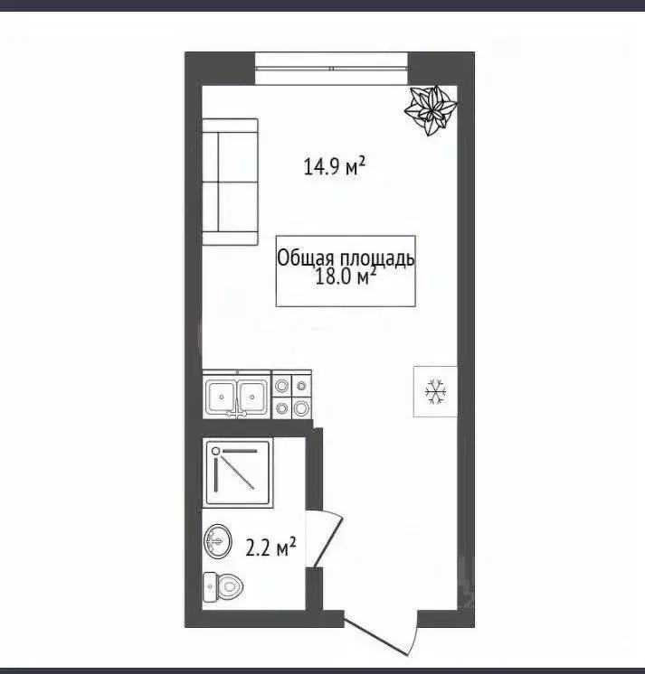 Студия Новосибирская область, Новосибирск Северный мкр, ул. ... - Фото 2