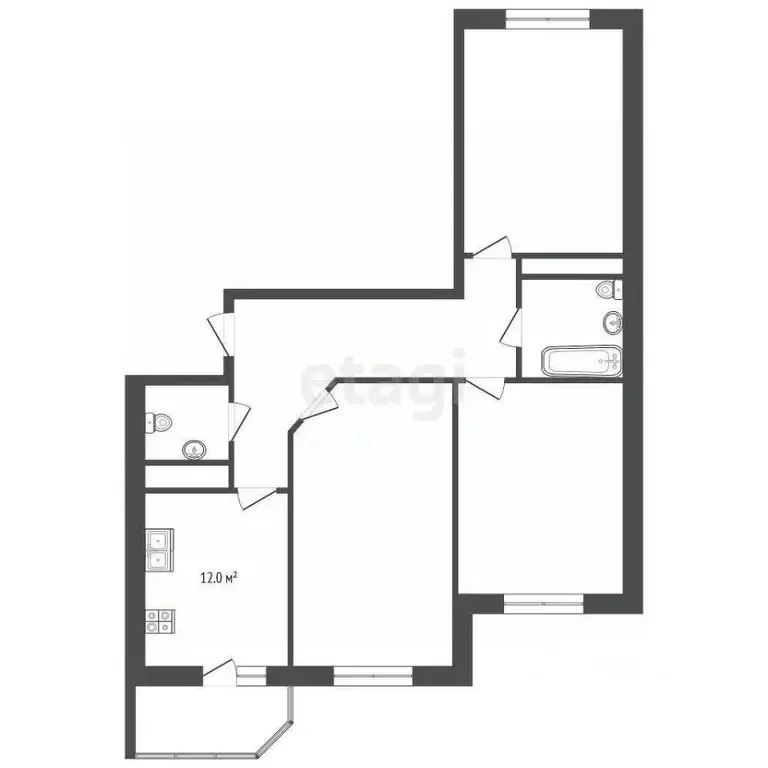 3-к кв. Оренбургская область, Оренбург Пролетарская ул., 288А (88.0 м) - Фото 2