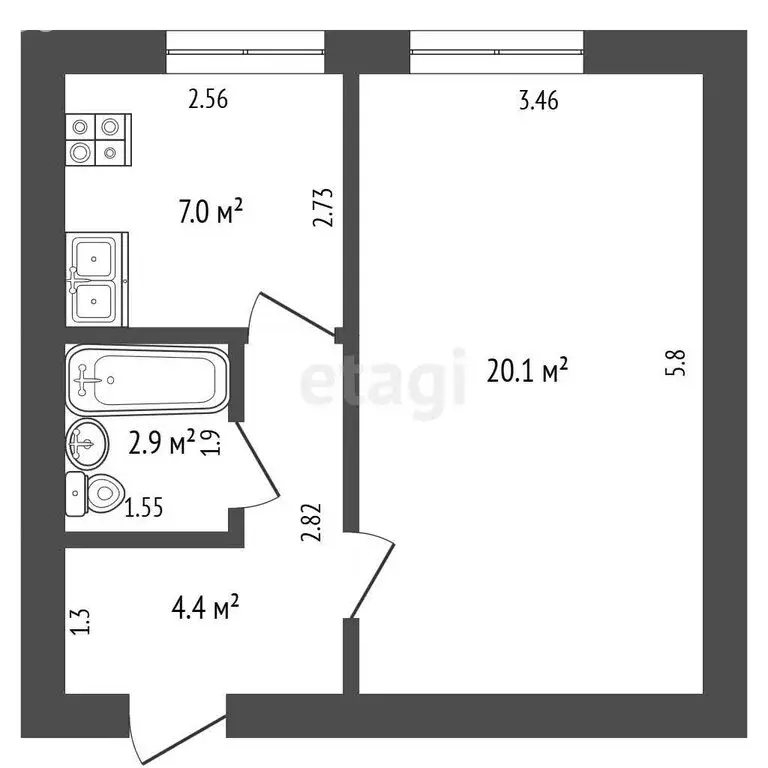 1-комнатная квартира: Самара, улица Николая Панова, 28 (34.4 м) - Фото 1