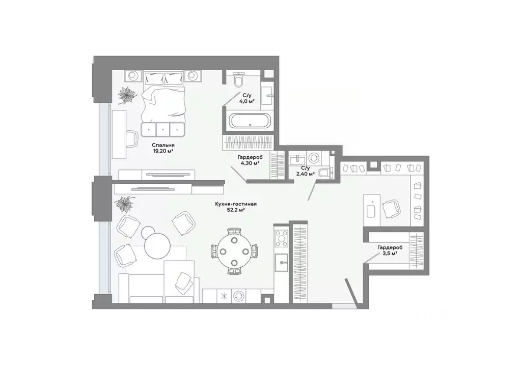 2-к кв. Москва Ленинский просп., 2 (88.7 м) - Фото 2