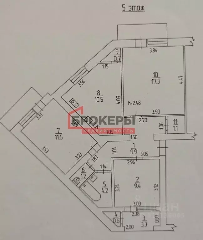 3-к кв. Севастополь ул. Косарева, 21 (69.8 м) - Фото 1