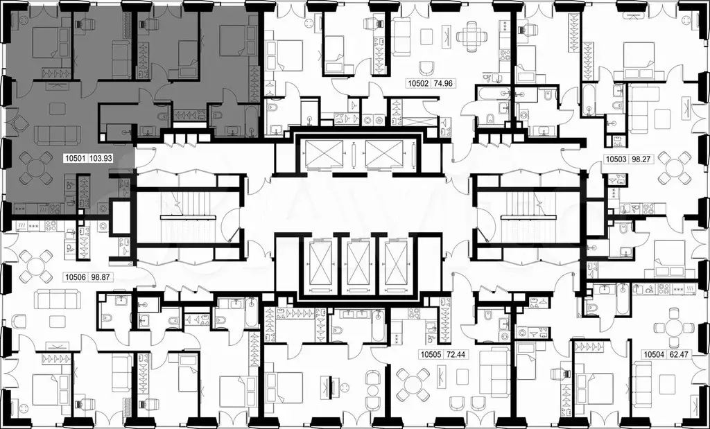 4-к. квартира, 103,9 м, 5/52 эт. - Фото 1