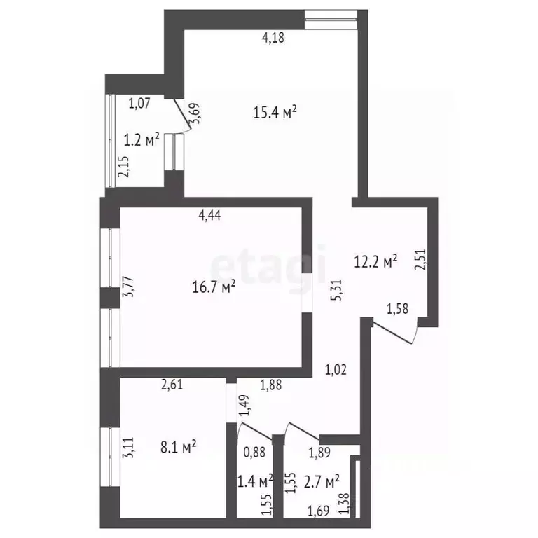 2-к кв. Брянская область, Брянск Гражданская ул., 12 (56.5 м) - Фото 1