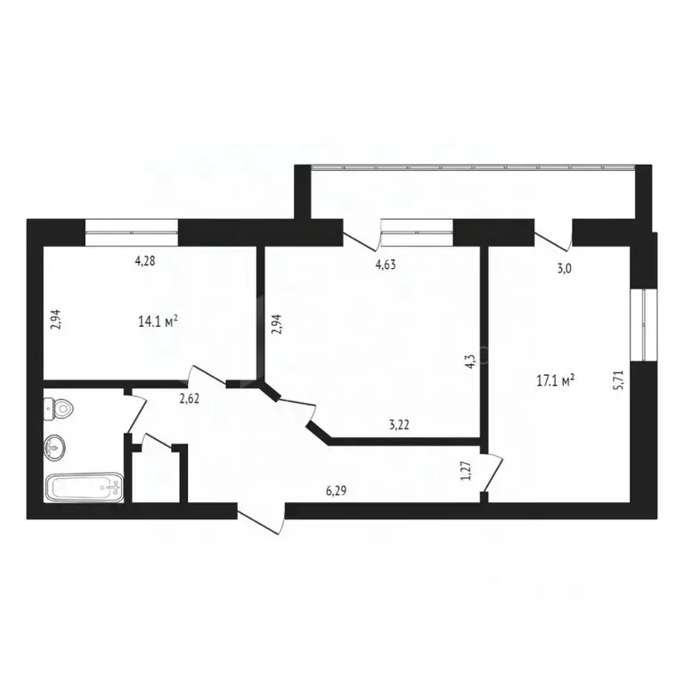 2-к кв. Тюменская область, Тюмень ул. Избышева, 6 (67.6 м) - Фото 2