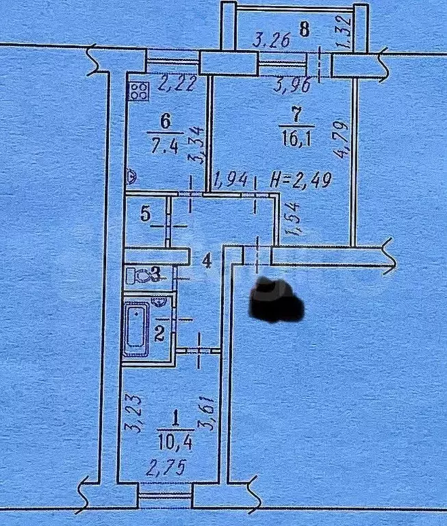 2-к. квартира, 46,9 м, 1/5 эт. - Фото 0