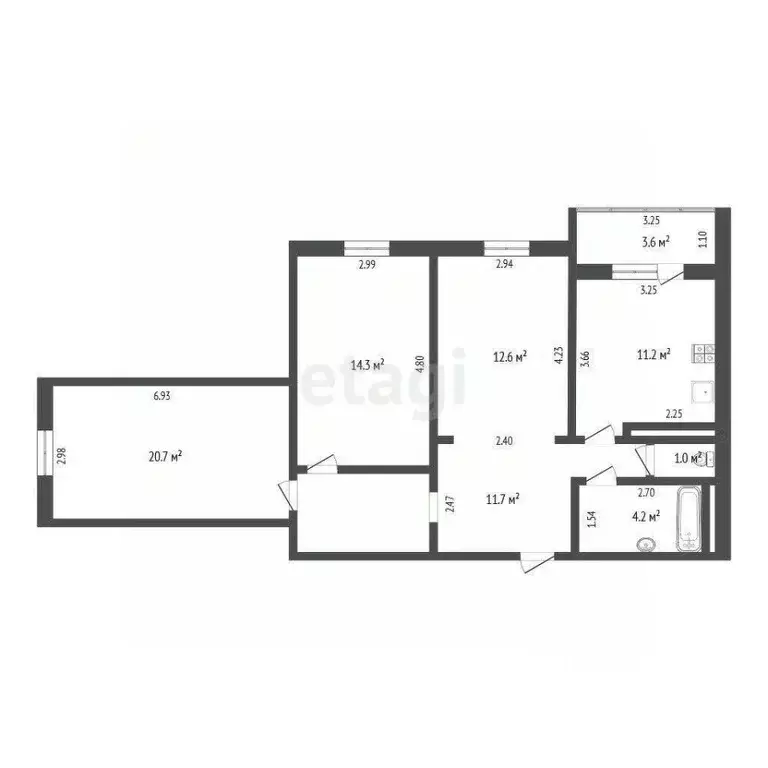 3-к кв. Тюменская область, Тюмень ул. Николая Зелинского, 19 (76.5 м) - Фото 1