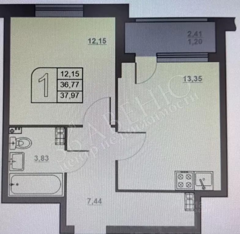 1-к кв. Воронежская область, Воронеж бул. Победы, 12Б (38.0 м) - Фото 2