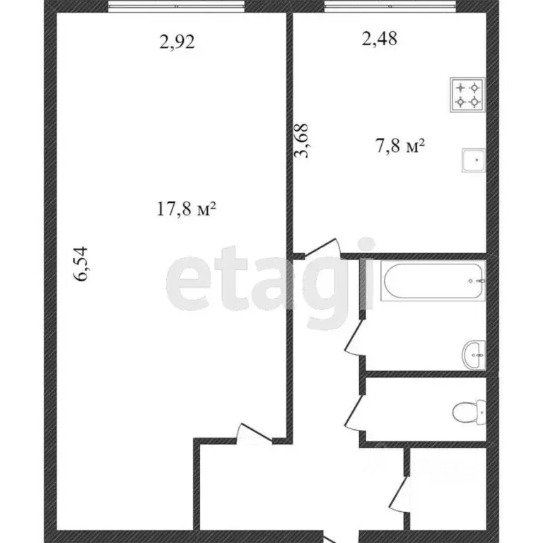 1-к кв. Калужская область, Калуга ул. Гурьянова, 14к3 (30.9 м) - Фото 2