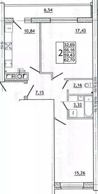 2-к. квартира, 62,5 м, 5/10 эт. - Фото 0