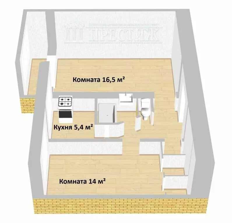 2-комнатная квартира: Заволжск, улица Герцена, 10А (46 м) - Фото 0