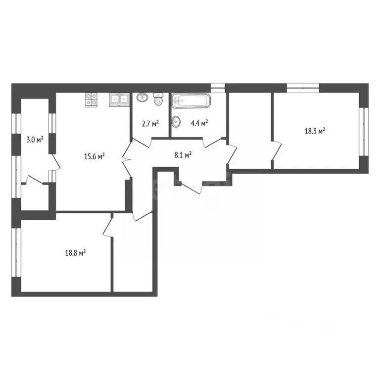 2-к кв. Москва Строительный проезд, 9 (70.9 м) - Фото 1
