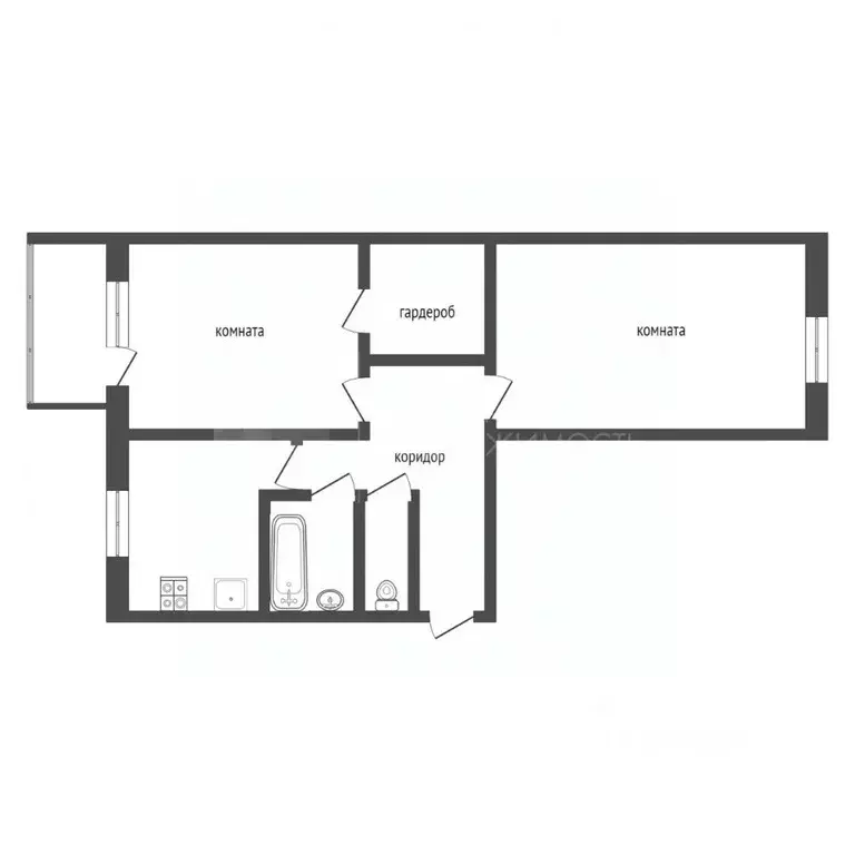 2-к кв. Тюменская область, Тюмень ул. Энергетиков, 51Б (47.5 м) - Фото 1