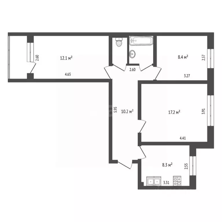 3-к кв. Кемеровская область, Кемерово ул. Терешковой, 4 (60.1 м) - Фото 2