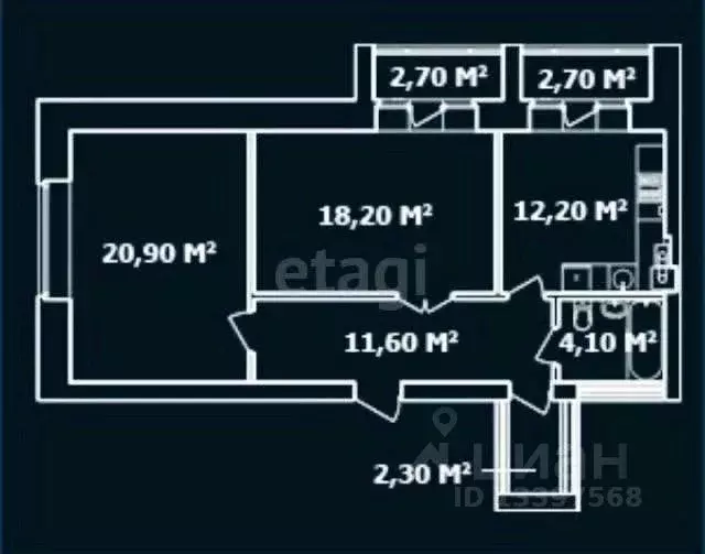 2-к кв. Тверская область, Тверь ул. 2-я Серова, 31 (74.7 м) - Фото 2