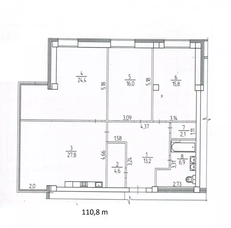 4-к кв. Кировская область, Киров Водопроводная ул., 39 (110.8 м) - Фото 1