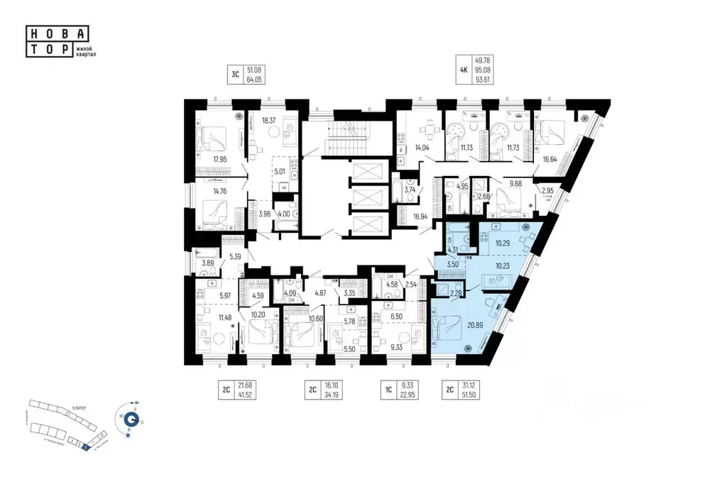 2-к кв. Башкортостан, Уфа Глумилино-1 мкр, Новатор жилой комплекс ... - Фото 2