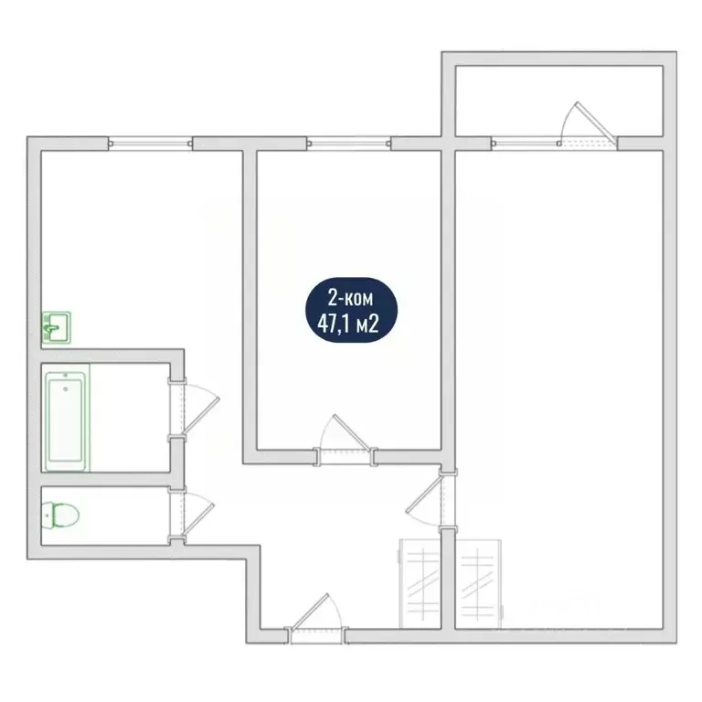 2-к кв. Красноярский край, Красноярск ул. Сурикова, 53 (47.1 м) - Фото 1