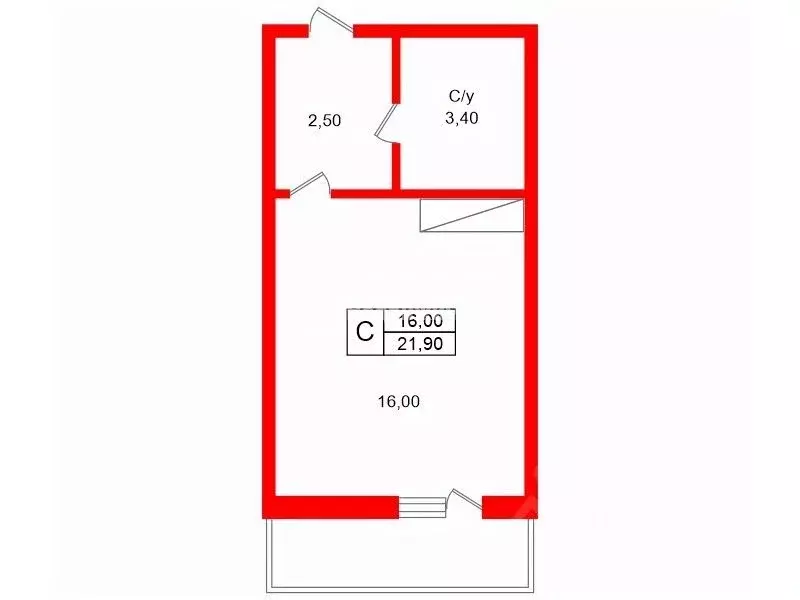 Студия Санкт-Петербург ул. Русановская, 24 (21.9 м) - Фото 2