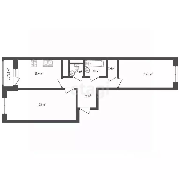 2-к кв. Московская область, Одинцовский городской округ, ... - Фото 2