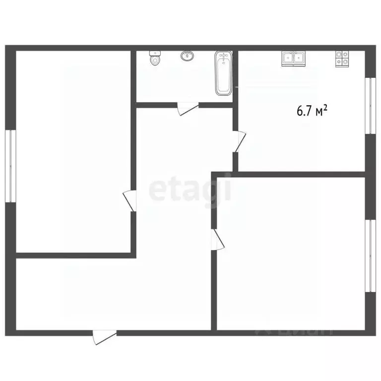 2-к кв. Крым, Евпатория ул. Интернациональная, 71 (52.4 м) - Фото 2