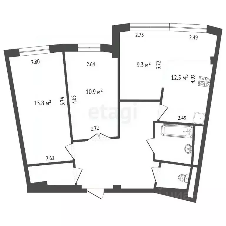 3-к кв. Белгородская область, Белгород Академическая ул., 23а (71.0 м) - Фото 1