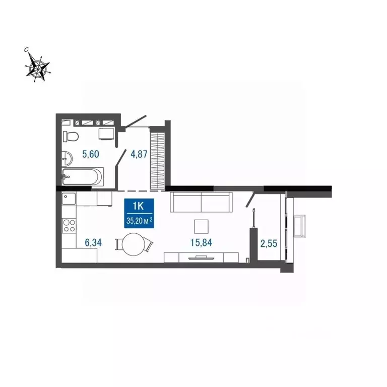 1-к кв. Приморский край, Арсеньев Центральный мкр,  (35.2 м) - Фото 1