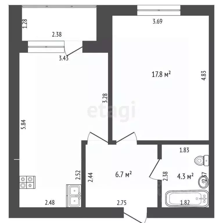1-к кв. Мордовия, Саранск ул. Юрия Святкина, 12 (42.3 м) - Фото 2