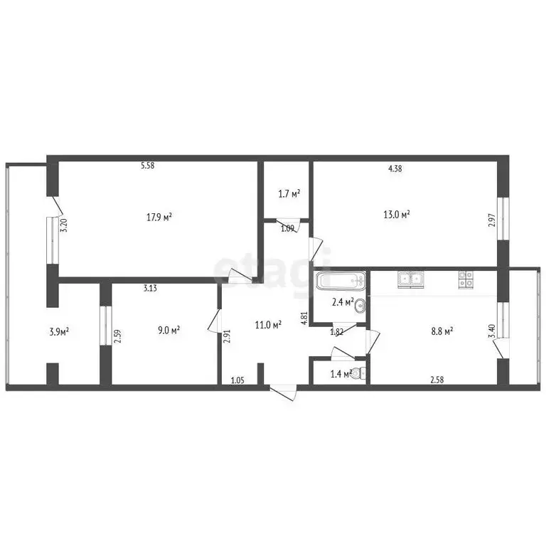 3-комнатная квартира: Судак, улица Айвазовского, 27 (69.1 м) - Фото 1